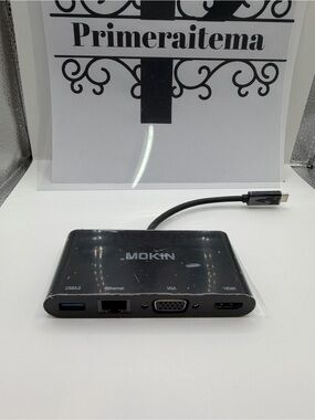 Black USB-C Multiport Adapter with HDMI, VGA, Ethernet & USB 3.0